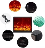 WANGHAI-666 Elektrikli Şömineler Elektrikli Şömine Ek Parçaları, Gömme Duvar Isıtıcısı, Ayarlanabilir Alev Etkisi, Düğme/Uzaktan Kumanda (L) thumbnail 4