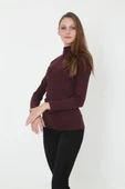 Kadın Tam Boğazlı Fitilli Likrali Koşkorse Badi - Bordo thumbnail 1