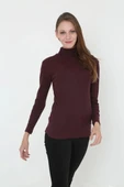 Kadın Tam Boğazlı Fitilli Likrali Koşkorse Badi - Bordo thumbnail 4