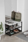 Ayakkabılık , Düzenleyici , Ruby 3 Raflı Ayakkabılık , Siyah Metal - Beyaz Tabla thumbnail 2