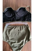 Zi Haki Yeşil Yüksek Bel Bikini Alt Üst Takım thumbnail 6