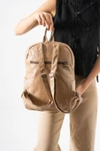 Suni Deri Yıkama Sırt Çantası (Poliüretan) Bej Model:(571-14-16H) thumbnail 2
