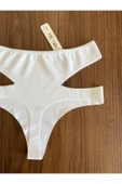 Zi Beyaz Yüksek Bel Lazer Kesim Kadın Tanga Külot thumbnail 4