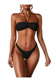 Zi Siyah Çok Dar Kalıp Straplez Bikini Üstü thumbnail 1