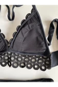 Zi Siyah Dar Kalıp Halka Örgü Detaylı Küçük Üçgen Bikini Takımı thumbnail 8