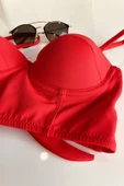 Zi Kırmızı Yüksek Bel Bikini Alt Üst Takım thumbnail 5