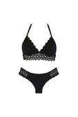 Zi Siyah Dar Kalıp Halka Örgü Detaylı Küçük Üçgen Bikini Takımı thumbnail 2