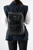 Suni Deri Yıkama Sırt Çantası (Poliüretan) Siyah Model:(571-14-16I) thumbnail 1