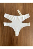 Zi Beyaz Yüksek Bel Lazer Kesim Kadın Tanga Külot thumbnail 2