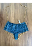 Zi Petrol Yeşili Transparan Dantelli Tanga Şort Külot thumbnail 2