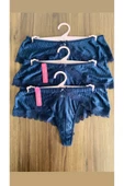 Zi 3 Adet 1 Paket Lacivert Çizgi Dantelli Taş Detaylı Hipster Külot thumbnail 1