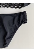 Zi Siyah Dar Kalıp Halka Örgü Detaylı Küçük Üçgen Bikini Takımı thumbnail 7