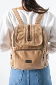 Suni Deri Yıkama Sırt Çantası (Poliüretan) Bej Model:(571-14-16J) thumbnail 1