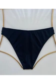 Zi Çok Dar Kalıp Siyah Ön V Kesim Çizgi Şerit Kalın Kenarlı Astarlı Bikini Altı thumbnail 4