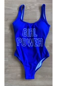 Zi Mavi Çok Dar Kalıp Girl Power Baskılı Mayo thumbnail 6