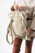 Suni Deri Yıkama Sırt Çantası (Poliüretan) Krem Model:(571-14-16G) thumbnail 2