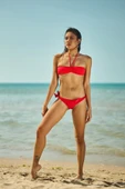Zi Kırmı Çok Dar Kalıp Straplez Bikini Üstü thumbnail 2