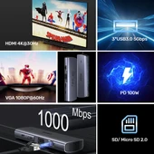 UNITEK USB-C 9in1 UNIVERSAL DOCK STATION (D1113A) thumbnail 5
