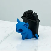 Gotik Kedi ve Mezar Taşı Figürü thumbnail 1