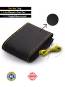 Toyota Verso ÖZEL süper deri Direksiyon Kılıfı Dikmeli Sarı Spor Dikiş thumbnail 3