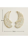 ASZEN Melek Kanadı Dekoratif Aplik – 50×40 cm (2 Parça) – Beyaz Gold Geçişli – 9V Pilli LED Işıklı thumbnail 4