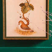 English Home Robin Bird Ardıç Kuşu Gold Detaylı Doğa Temalı Altın Ahşap Dekoratif Tablo thumbnail 2