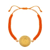 Gekas Kuyumculuk 22 Ayar Yeni Yarım Altın Turuncu Renkli İpli Bileklik thumbnail 2