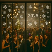 yılbaşı kartaneleri beyaz ,yılbaşı stickerları,kartanesi sticker 100 adet thumbnail 2