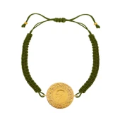 Gekas Kuyumculuk 22 Ayar Yeni Yarım Altın Haki Renkli İpli Bileklik thumbnail 2