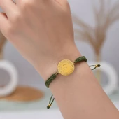 Gekas Kuyumculuk 22 Ayar Yeni Yarım Altın Haki Renkli İpli Bileklik thumbnail 1