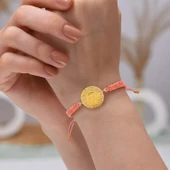 Gekas Kuyumculuk 22 Ayar Yeni Yarım Altın Açık Pembe Renkli İpli Bileklik thumbnail 1