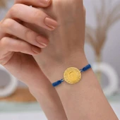 Gekas Kuyumculuk 22 Ayar Yeni Yarım Altın Mavi Renkli İpli Bileklik thumbnail 1