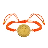 Gekas Kuyumculuk 22 Ayar Yeni Yarım Altın Turuncu Renkli İpli Bileklik thumbnail 3