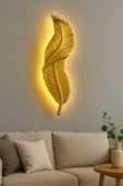 ASZEN Gold Kuş Tüyü Duvar Apliği 50×14 cm 9 Volt Pilli thumbnail 1