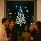 Happy New Year Sticker Çıkartma Yeni Yıl Süsü Parti Cam Süsü Noel Ağacı Kar Tanesi thumbnail 2