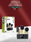 Lightining Girişli 300mAh Dijital Göstergeli 2.4G Kablosuz Çift Yaka Mikrofonu Pro++ thumbnail 8