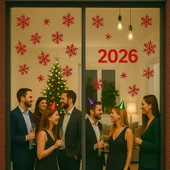 yılbaşı kartaneleri kırmızı ,yılbaşı stickerları,kartanesi sticker 60 adet thumbnail 3