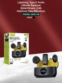 Lightinin Type-C Uyumlu 320mAh Dijital Ekranlı 2.4G Kablosuz Çift Yaka Mikrofonu Pro++ thumbnail 7