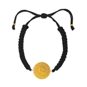 Gekas Kuyumculuk 22 Ayar Yeni  Altın Siyah Renkli Yarım İpli Bileklik thumbnail 2