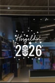 El Yazısı Ile Hoşgeldin 2026 Yazısı Ve Kar Tanesi Vitrin,cam Mağaza Süslemeleri (70x60cm) thumbnail 3