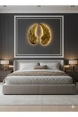 ASZEN Melek Kanadı Duvar Apliği – 40×50 cm Dekoratif Poliüretan, 2 parça Gold Renk pilli thumbnail 1
