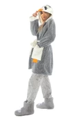 Zeynep Tekstil Penguen Nakışlı Kapşonlu Wellsoft Bornoz 153-99-1078 - 1