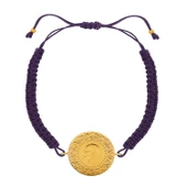 Gekas Kuyumculuk 22 Ayar Yeni Yarım Altın Mor Renkli İpli Bileklik thumbnail 2