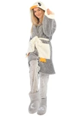 Zeynep Tekstil Penguen Nakışlı Kapşonlu Wellsoft Bornoz 153-99-1078 - 5