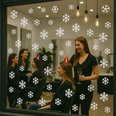 Yılbaşı Kar Tanesi Cam Vitrin Süsleme Sticker Beyaz 40 Adet thumbnail 3