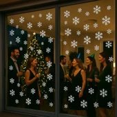 Yılbaşı Kar Tanesi Cam Vitrin Süsleme Sticker Beyaz 40 Adet thumbnail 2