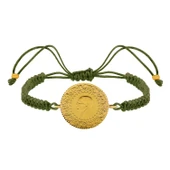 Gekas Kuyumculuk 22 Ayar Yeni Yarım Altın Haki Renkli İpli Bileklik thumbnail 3