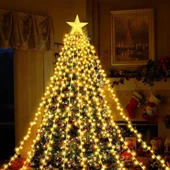 VIP PROFESYONEL IŞIKLI TEPE YILDIZLI LED IŞIK GÜN IŞIĞI 9 DALLI 282 LEDLİ IP65 SU GEÇİRMEZ LED IŞIK thumbnail 1