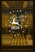 Happy New Year Geyik Ve 2026 Yılbaşı Süslemeleri Yeni Yıl Vitrin,cam,duvar Sticker thumbnail 1