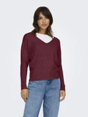 ONLY V Yaka Örme Bayan Kazak 15224360 thumbnail 5